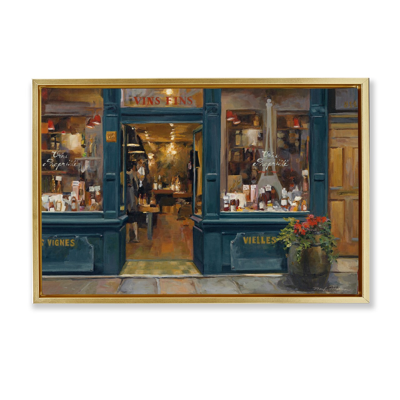 Stupell Industries Parisian Wine Shop Framed Floater Canvas Wall Art Design by Marilyn Hageman